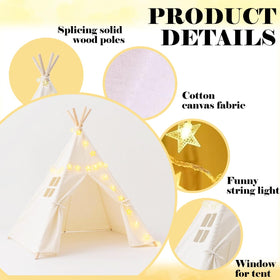Quaocens teepee with 10 ft string lights creates magical, cozy sleepover ambiance.