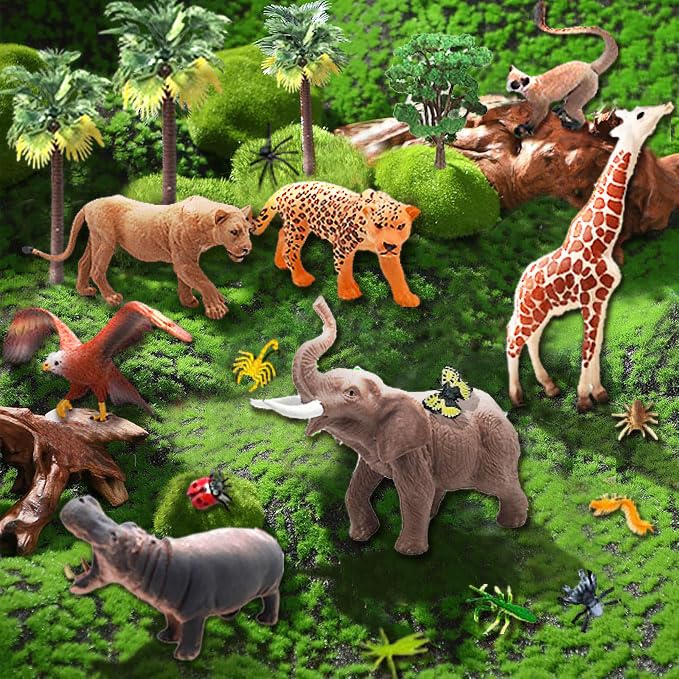 QuarenDen rainforest pamphlet included for quick animal facts during play.