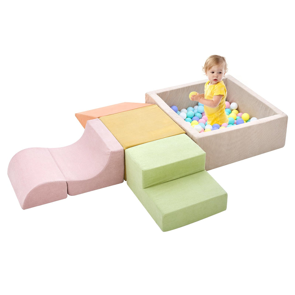 QUCHI foam climbing blocks assembled for toddler play and ball pit setup