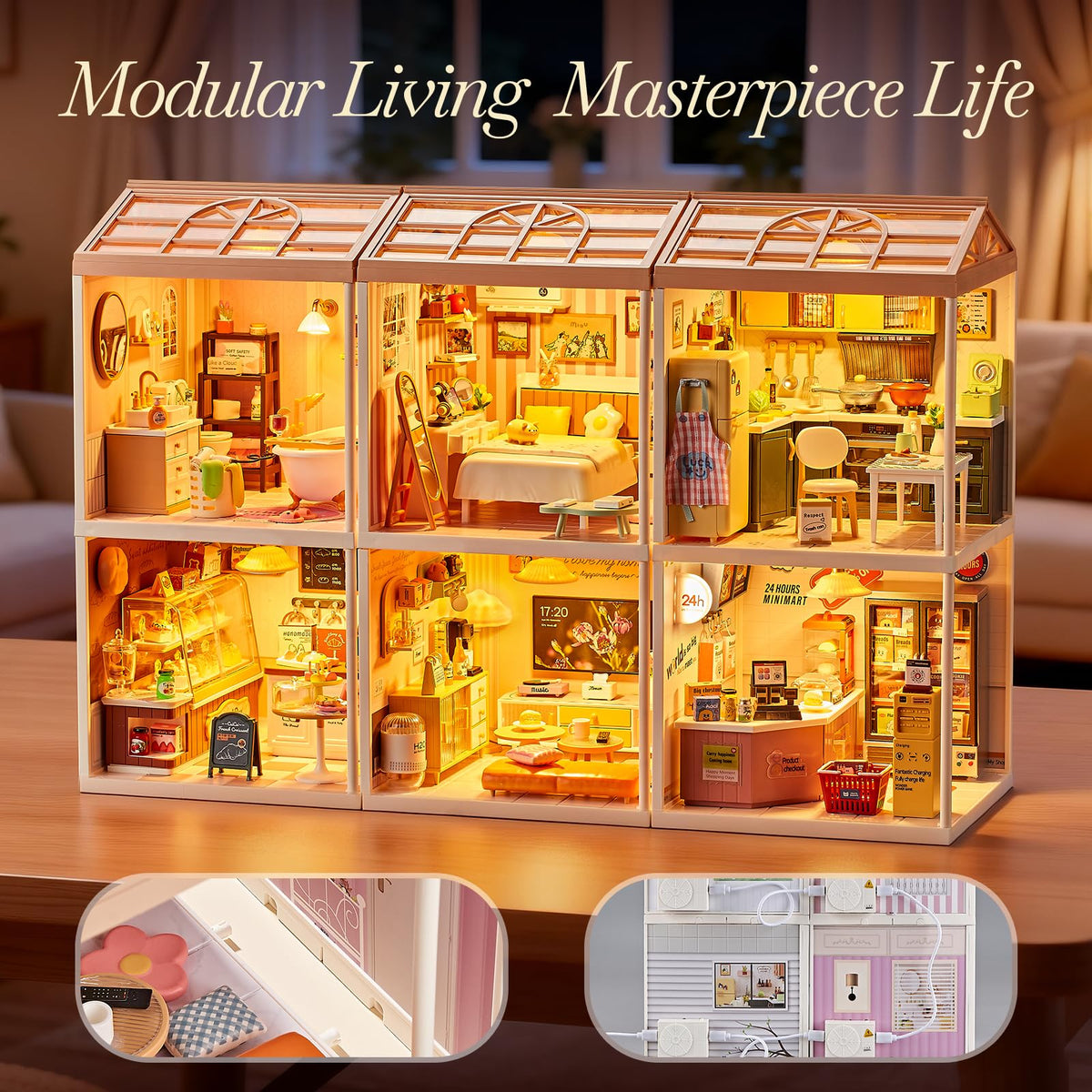 Qudify DIY Miniature Bedroom Kit blister packaging keeps parts organized