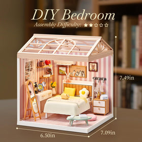 Qudify DIY Miniature Bedroom Kit vanity table detail for pretend grooming