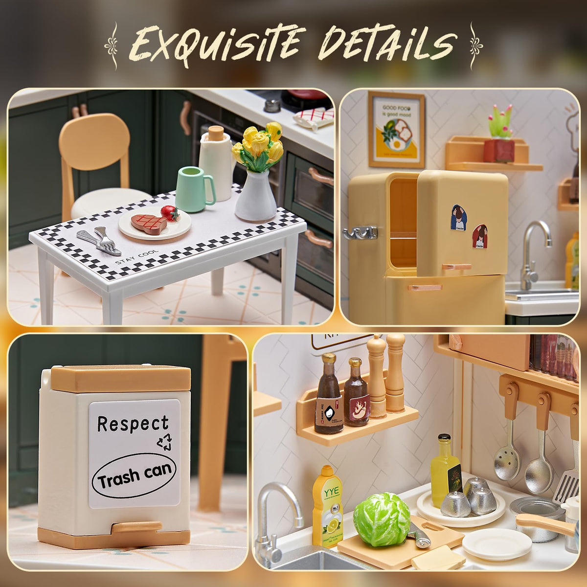 Qudify miniature kitchen dollhouse sink adds authentic prep space for role play