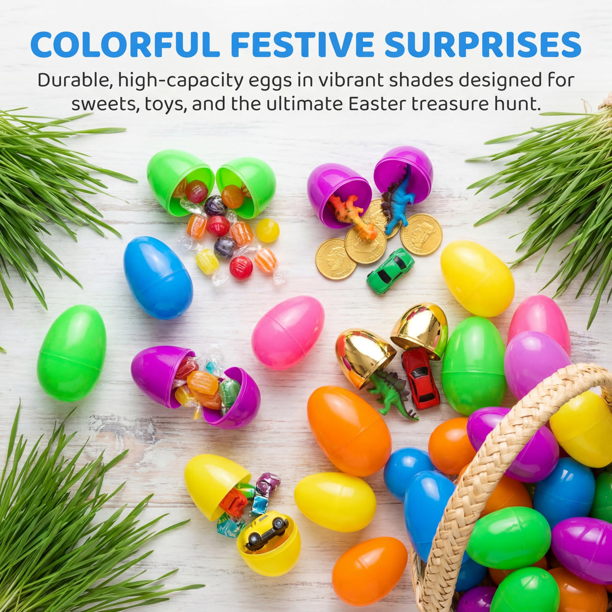 Qudoustar hinged Easter eggs securely lock for mess-free hunts.