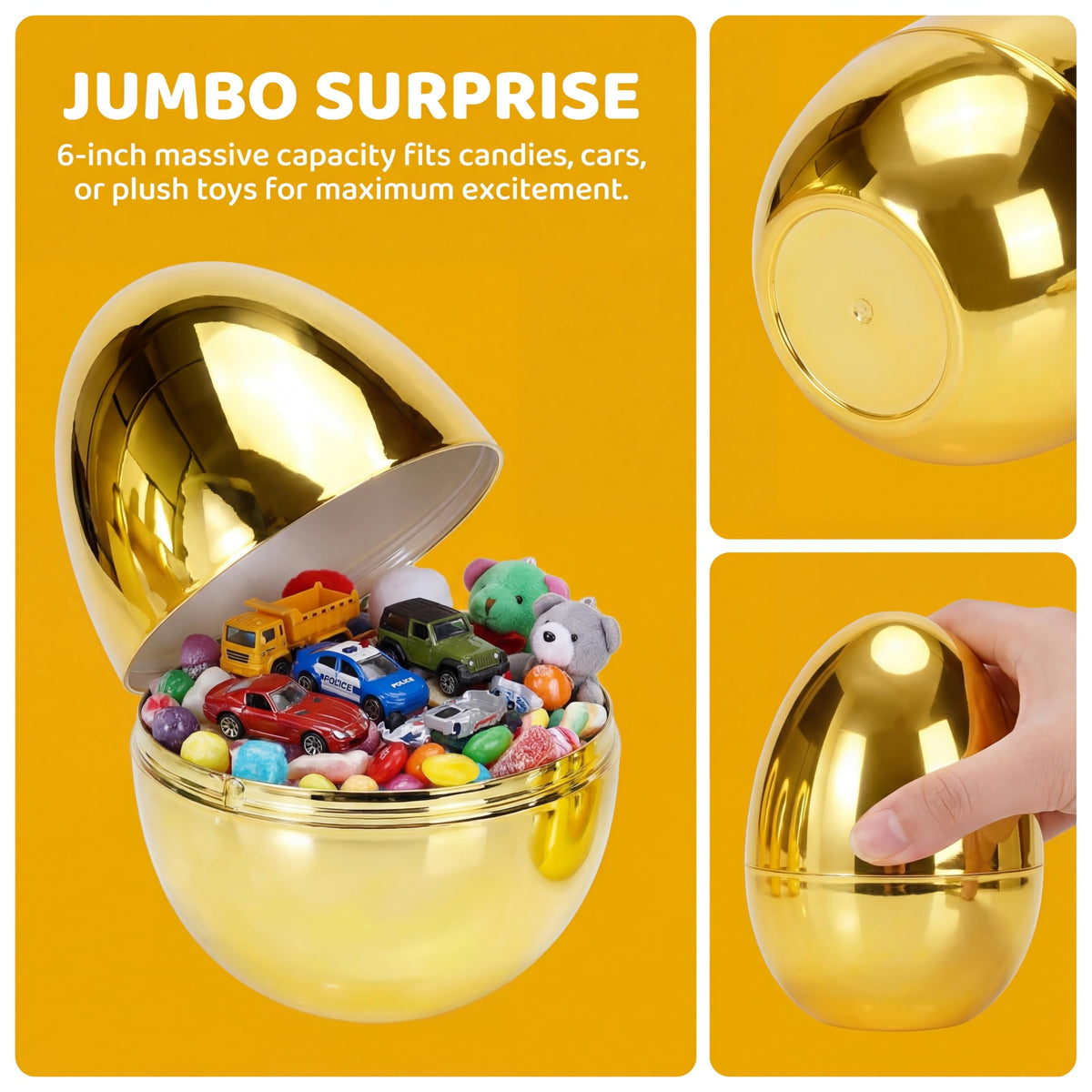 Qudoustar Easter hunt egg gold metallic, enhances party games and rewards.