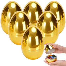 Qudoustar jumbo gold Easter egg 6in with sparkling finish for festive egg hunts.