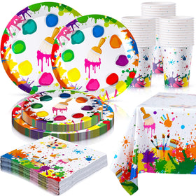 Queekay artist paint plates show vibrant colors for a creative party dining experience