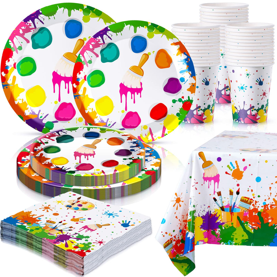 Queekay artist paint plates show vibrant colors for a creative party dining experience