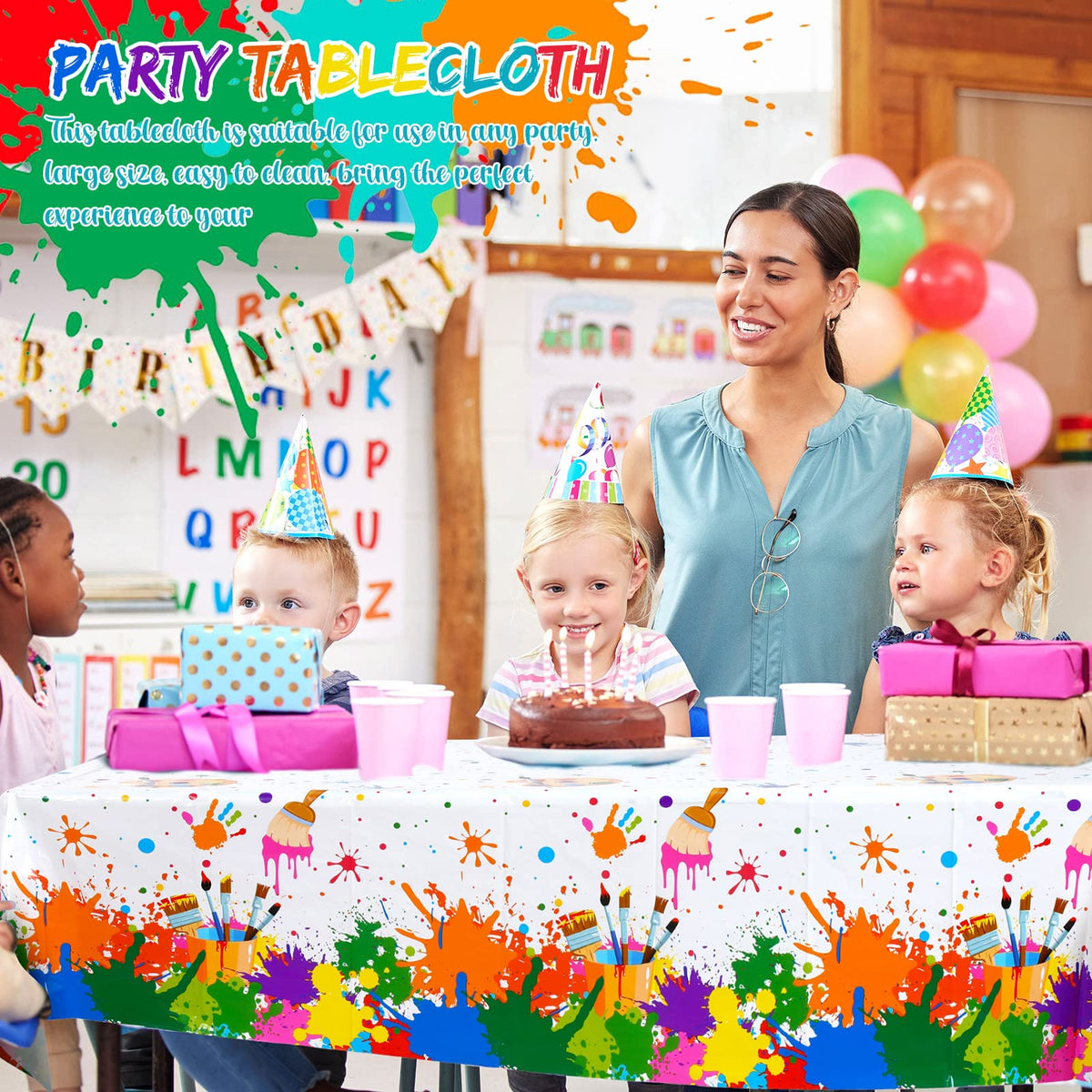 Queekay paint tablecloth protects surfaces during messy art moments