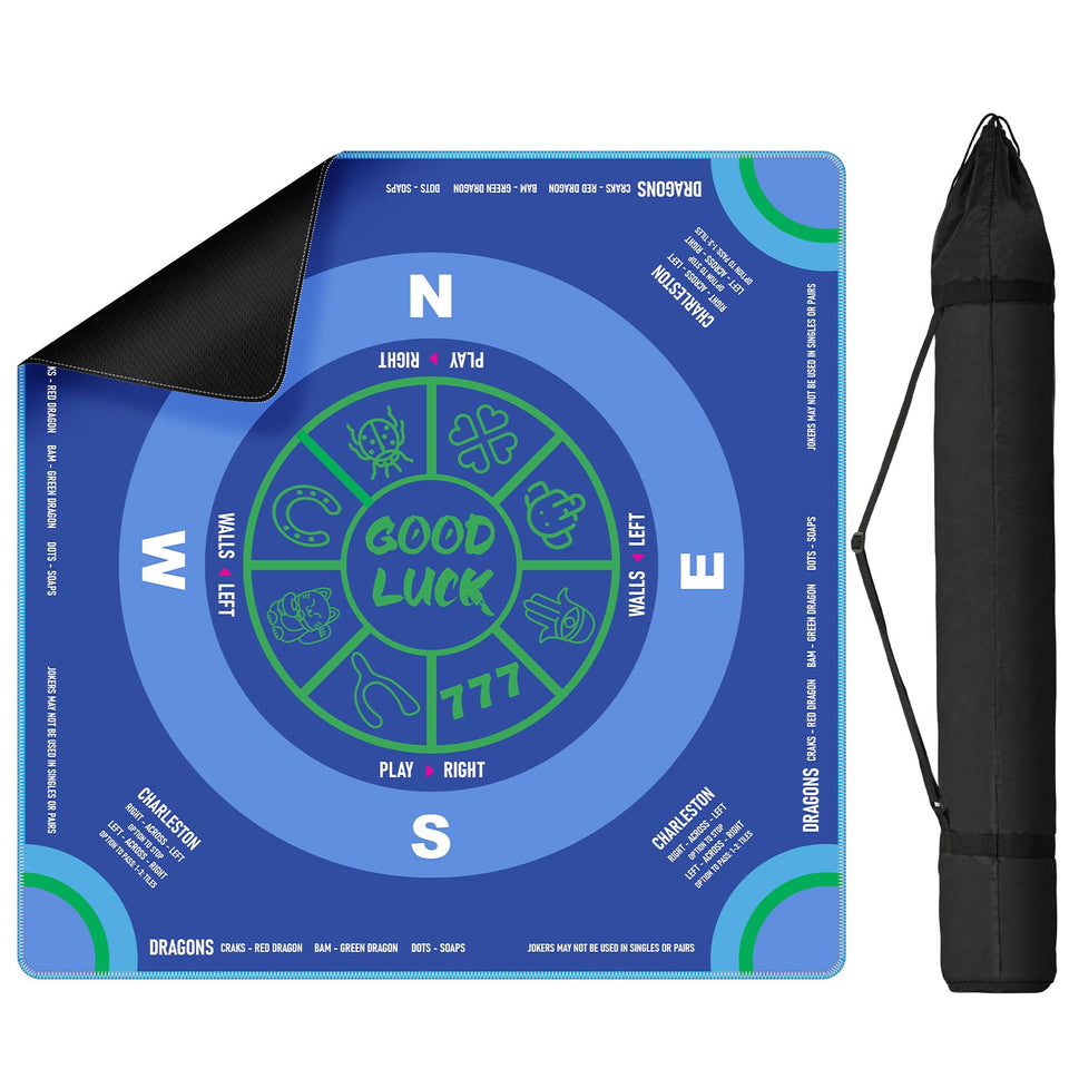 QUEENLINK Mahjong Mat with carrying bag for easy transport and storage.