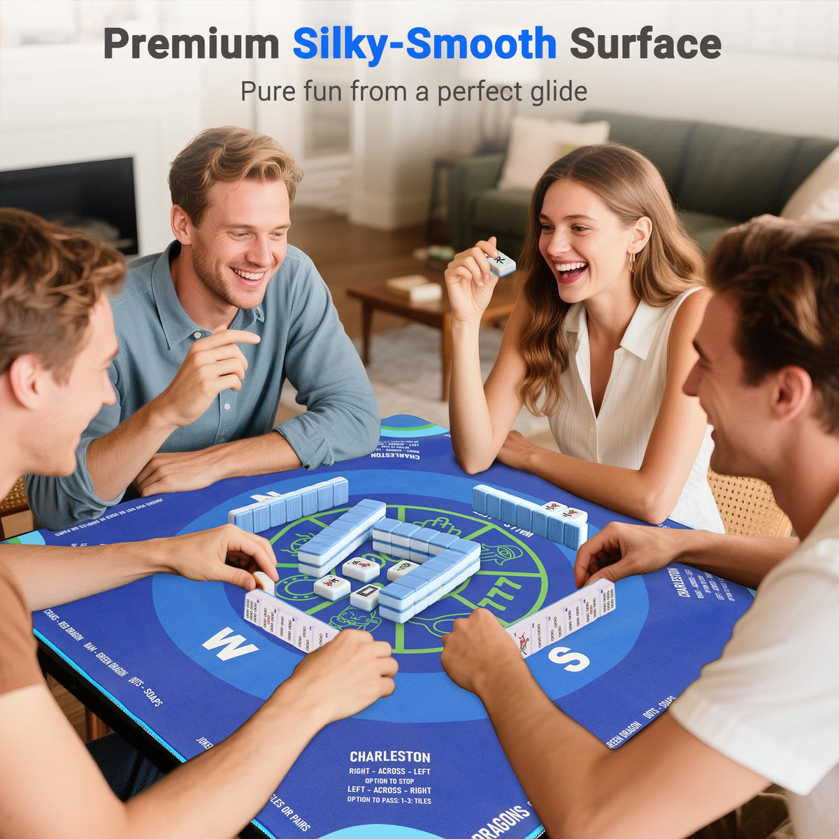3mm thickness reduces tile noise on QUEENLINK Mahjong Mat.