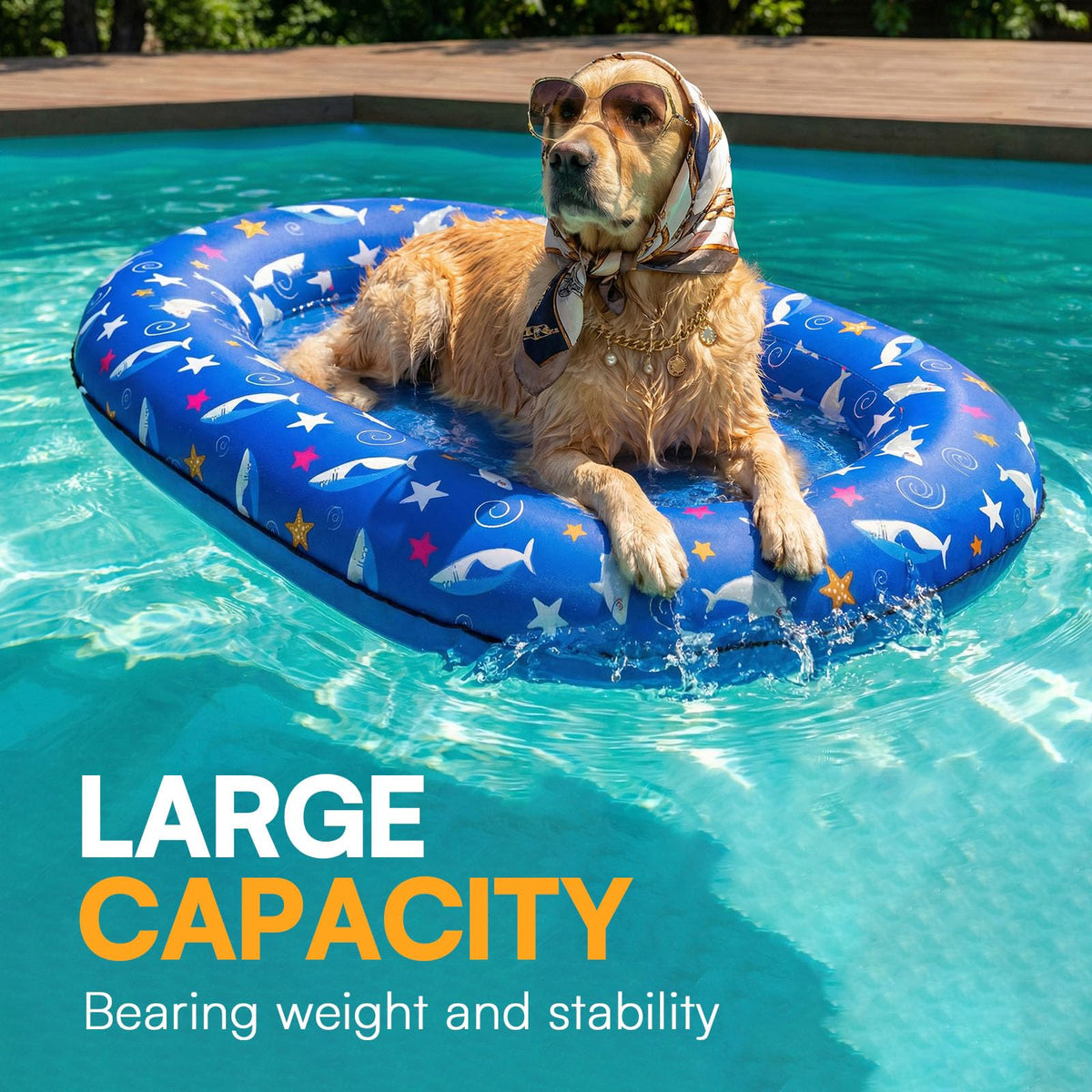 Queenmore inflatable dog raft inflates quickly and packs flat for travel.