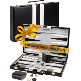 Queensell backgammon board closed with premium PU leather finish for travel-ready style