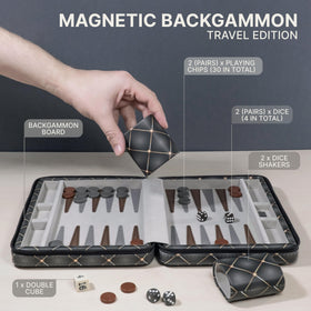 Queensell backgammon board open view reveals generous playing area.