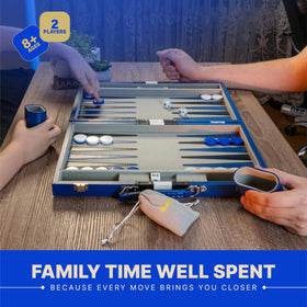 Queensell Backgammon case closed showcases premium PU leather exterior.