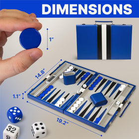 Queensell Backgammon dice cups measure 3 inches for organized gameplay.
