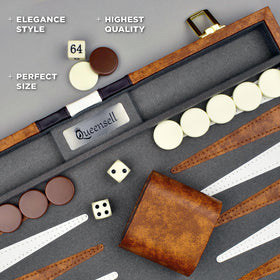 Queensell backgammon leather case – premium protection during travel.