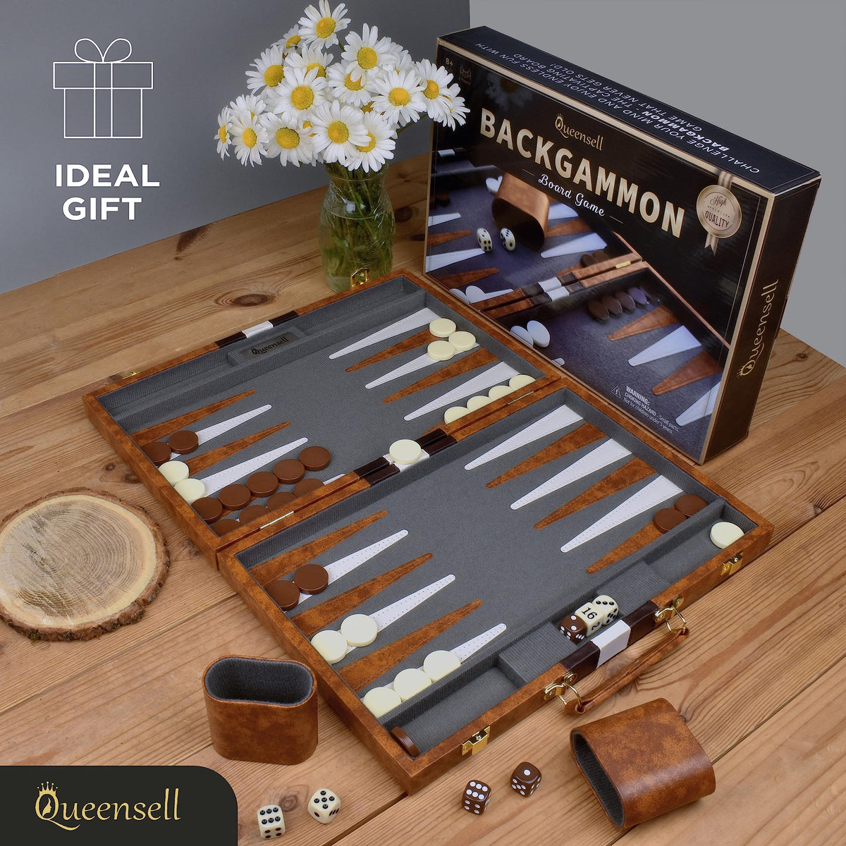 Queensell backgammon pieces – 32 pieces – sturdy for adults and kids.