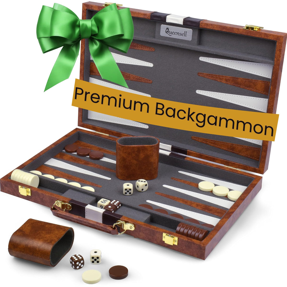 Queensell backgammon set – 15-inch board – ideal for family game nights.