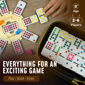 Queensell color dots on dominoes aid quick recognition during family play