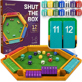 Queensell Color Shut The Box on a 16-inch wooden board for family game night.