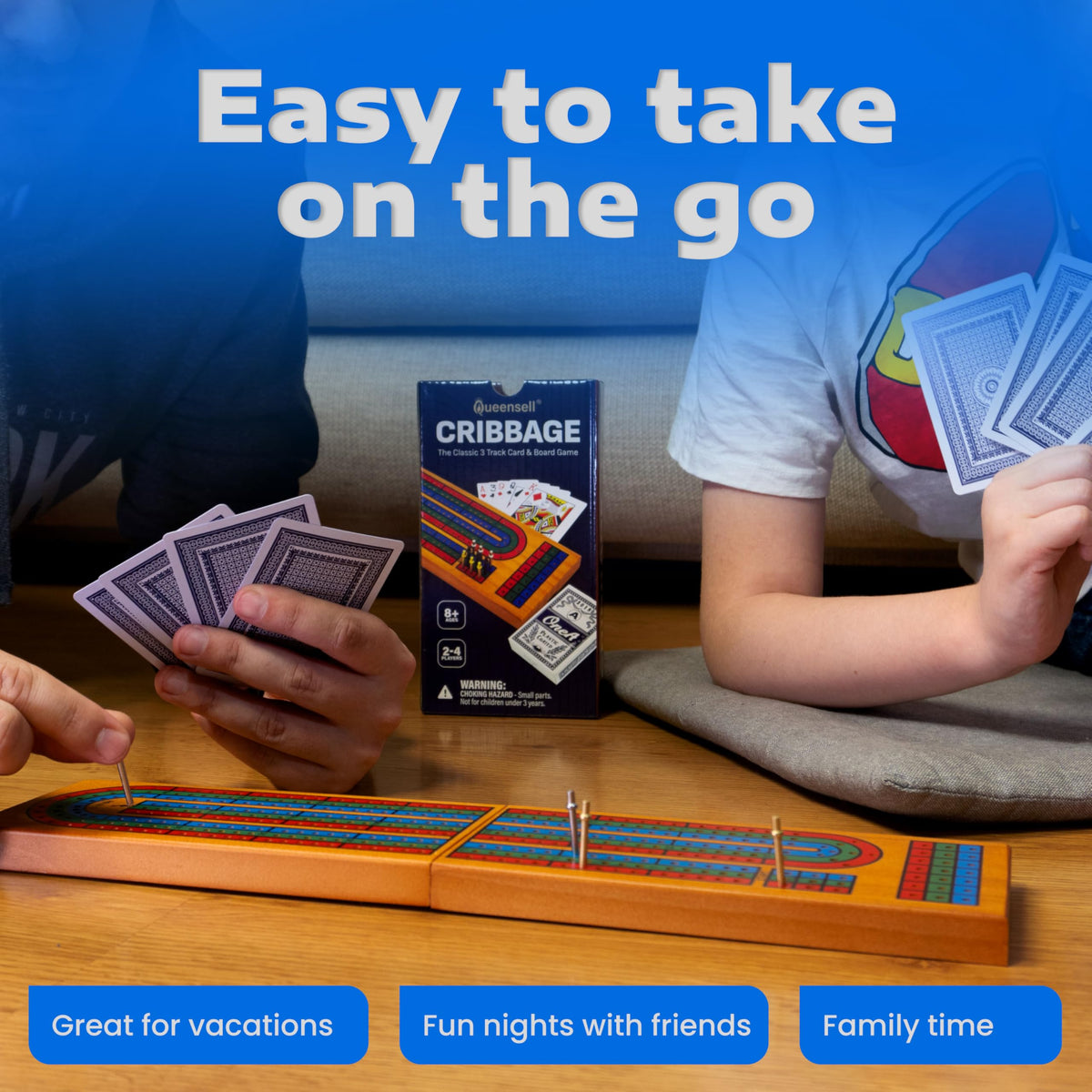 Queensell board enhances family game night.
