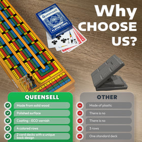 Queensell cribbage board lying flat on table to protect surfaces
