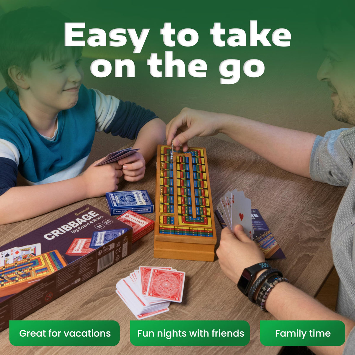 Queensell cribbage color coded tracks speed scoring for quick play