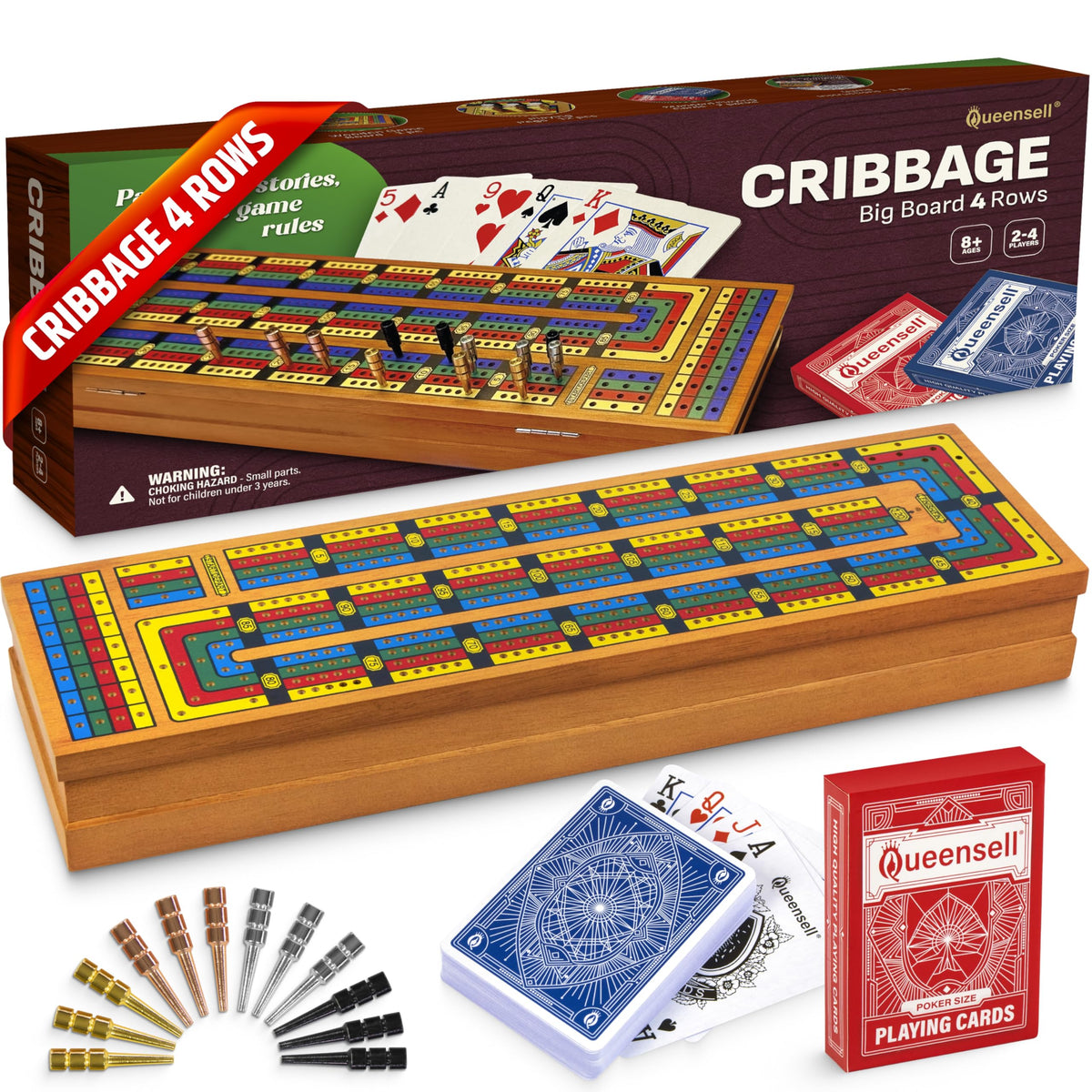 Queensell cribbage folding storage board ready for travel and play