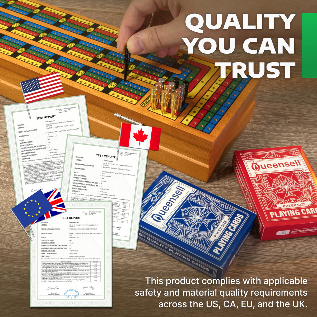 Queensell cribbage logo engraved inside for premium detail