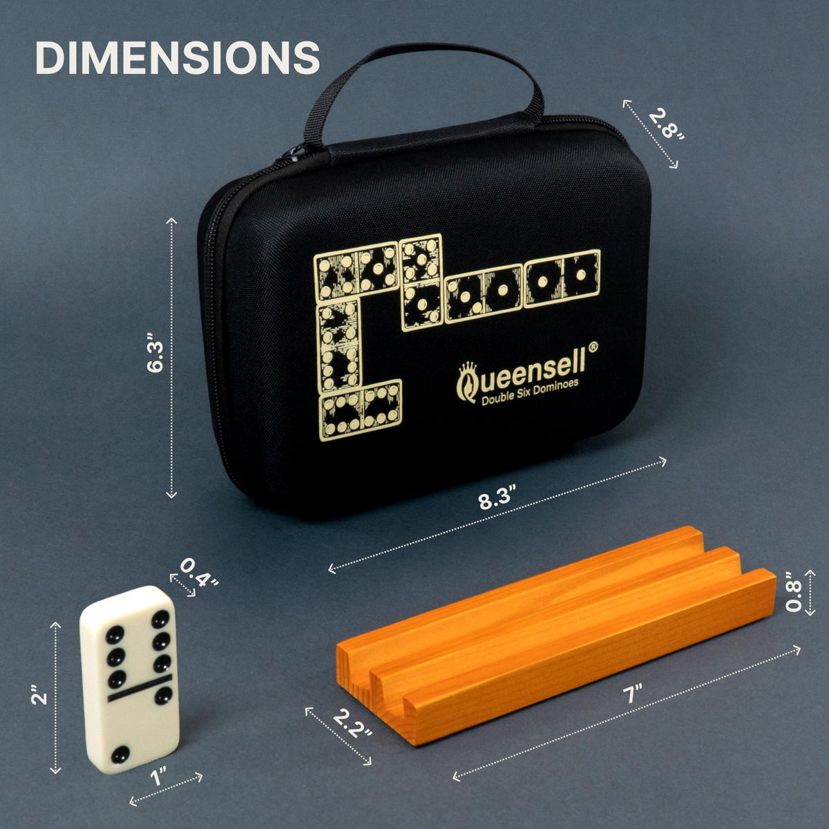 Queensell domino holder shows two rows for quick viewing