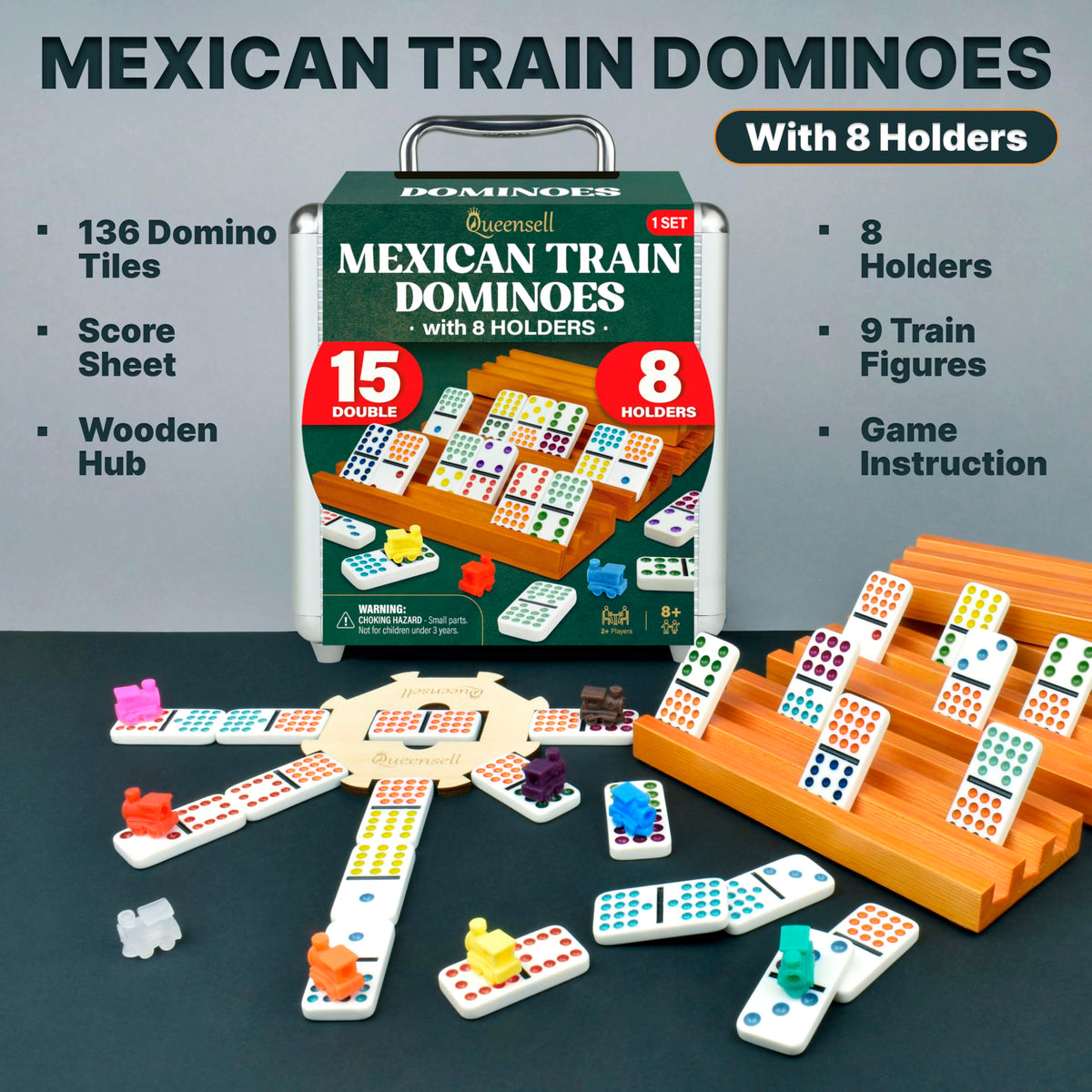 Queensell domino tile holders keeping pieces secure during play