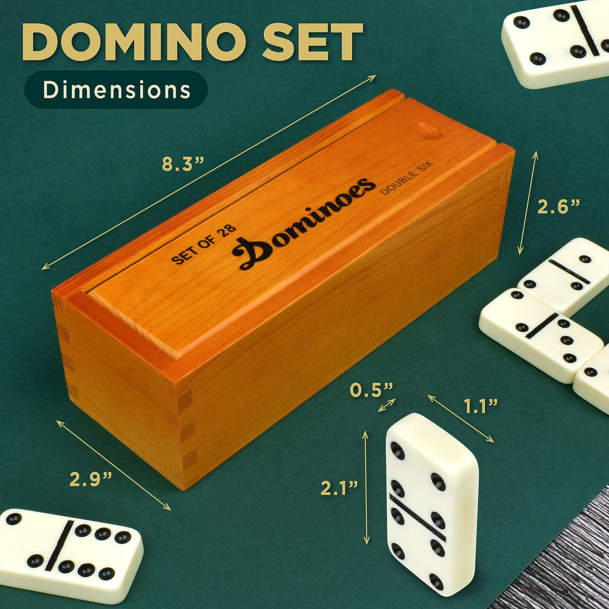 Queensell double six domino tiles arranged for classic two-player games.