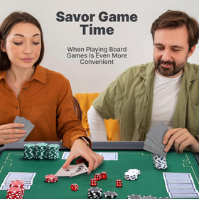 Queensell folding game table four chip trays speed up gameplay.