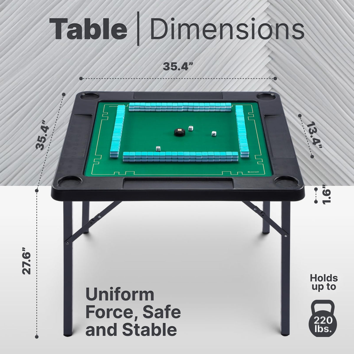 Queensell folding game table domino area for quick, casual rounds.