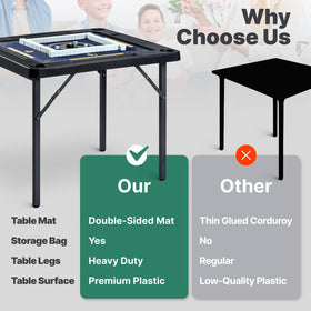 Queensell folding game table folds flat for easy transport.
