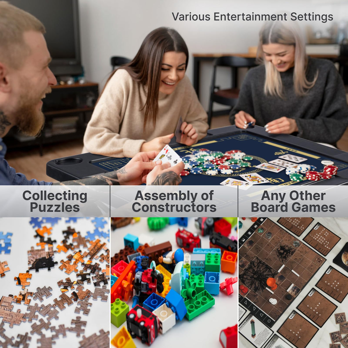 Queensell folding game table storage bag keeps game accessories organized.