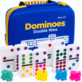 Queensell Double 9 dominoes ready for a table-ready game night