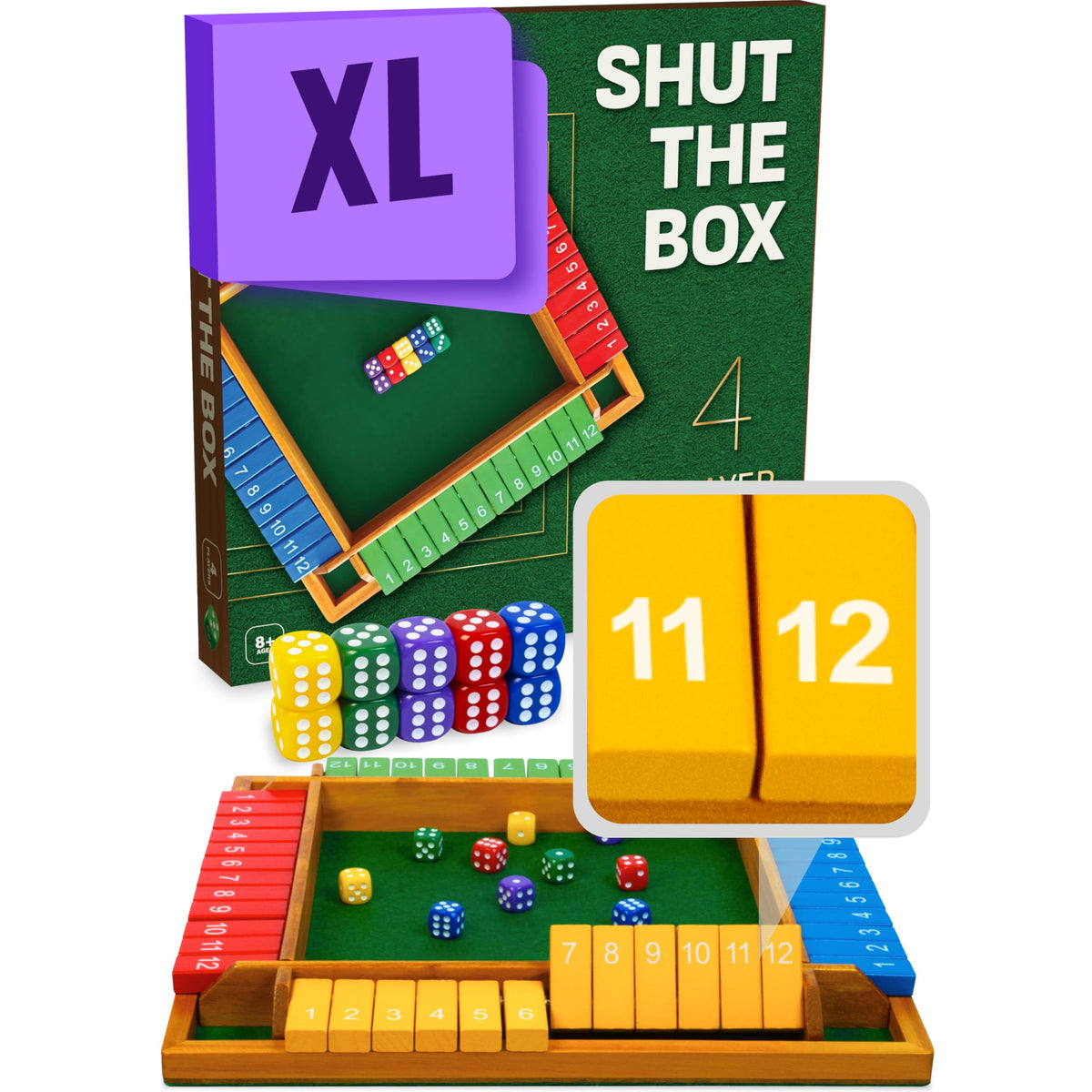 Queensell large shut the box board shows a sturdy wooden surface for family nights.