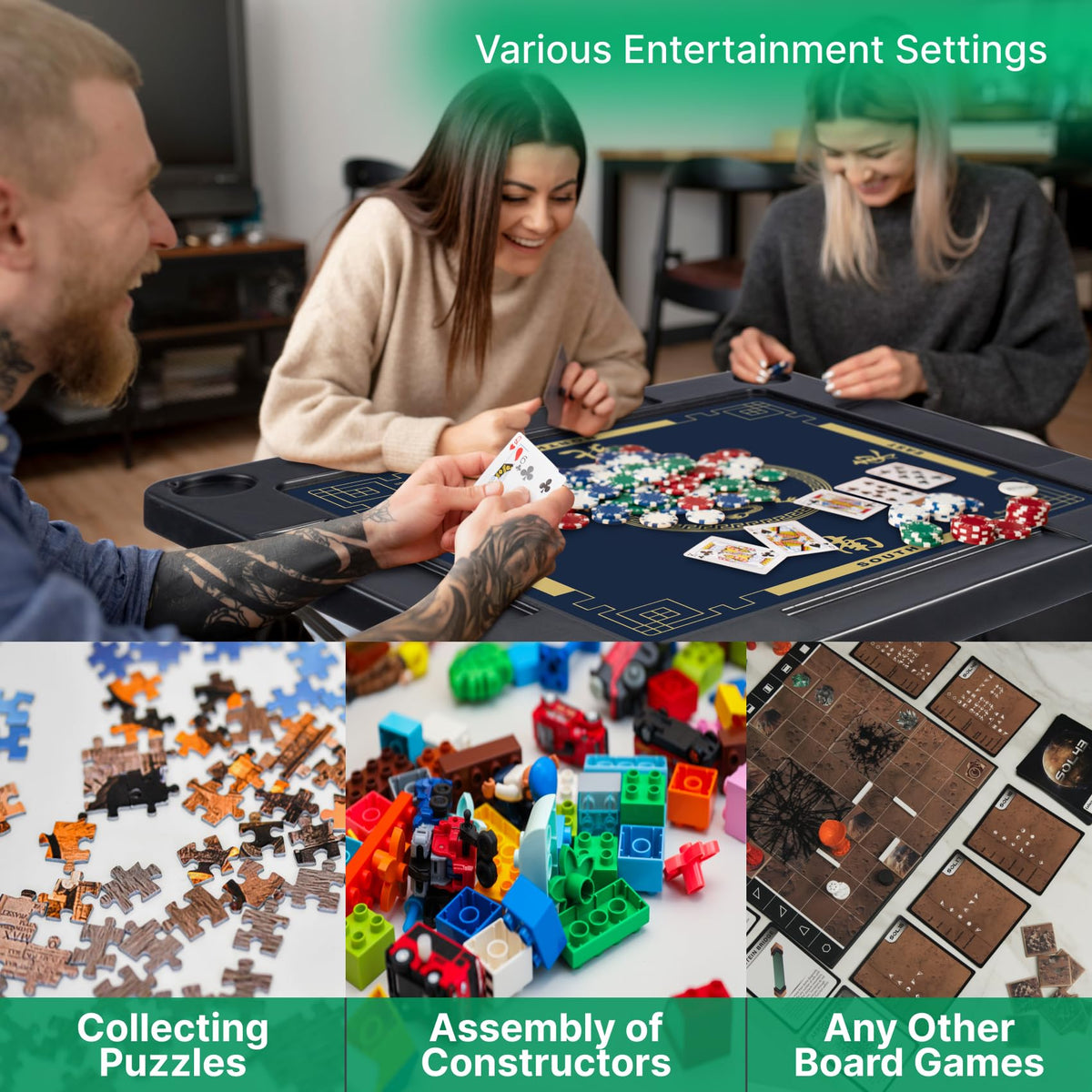 Queensell mahjong table use, ideal for casual evenings with friends.