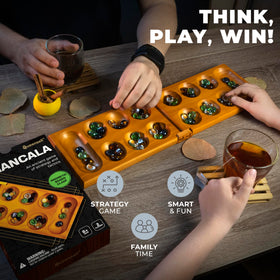 Queensell wooden Mancala close-up shows natural grain and craftsmanship