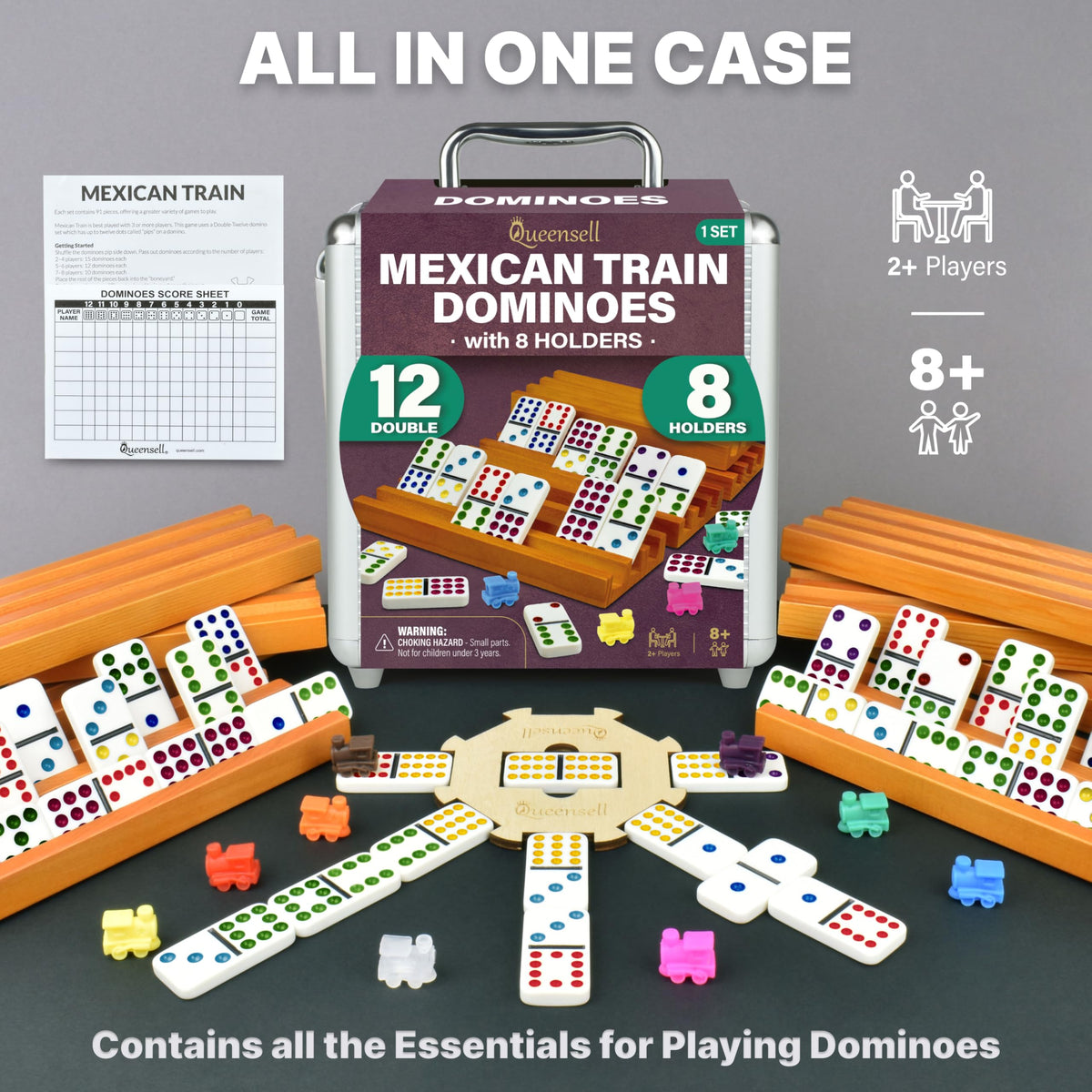Queensell plastic trains provide vivid, quick setup for game flow.