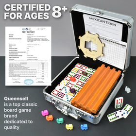 Queensell Mexican Train tiles—vibrant colors with readable indents.