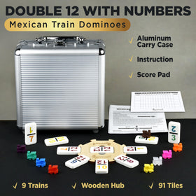 Queensell Mexican Train Dominoes aluminum-case keeps tiles secure during travel