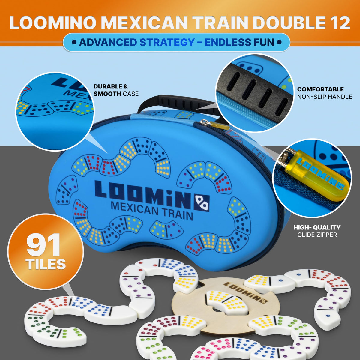 Queensell Loomino curved domino tiles enabling arcs and waves for creative layouts.