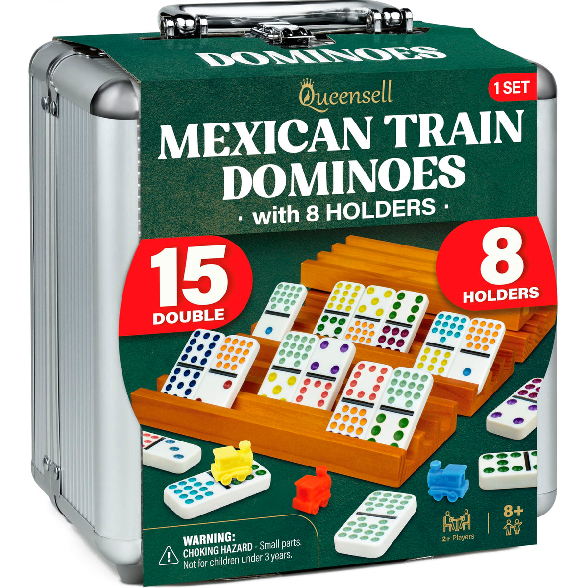Queensell Mexican Train dominoes set hub for organized gameplay