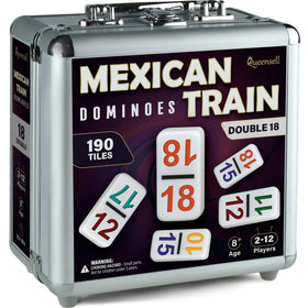 Queensell Mexican Train Dominoes Set with numbered tiles for family game night