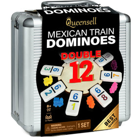 Queensell Mexican Train Dominoes tiles-91 offer a complete set for family game nights