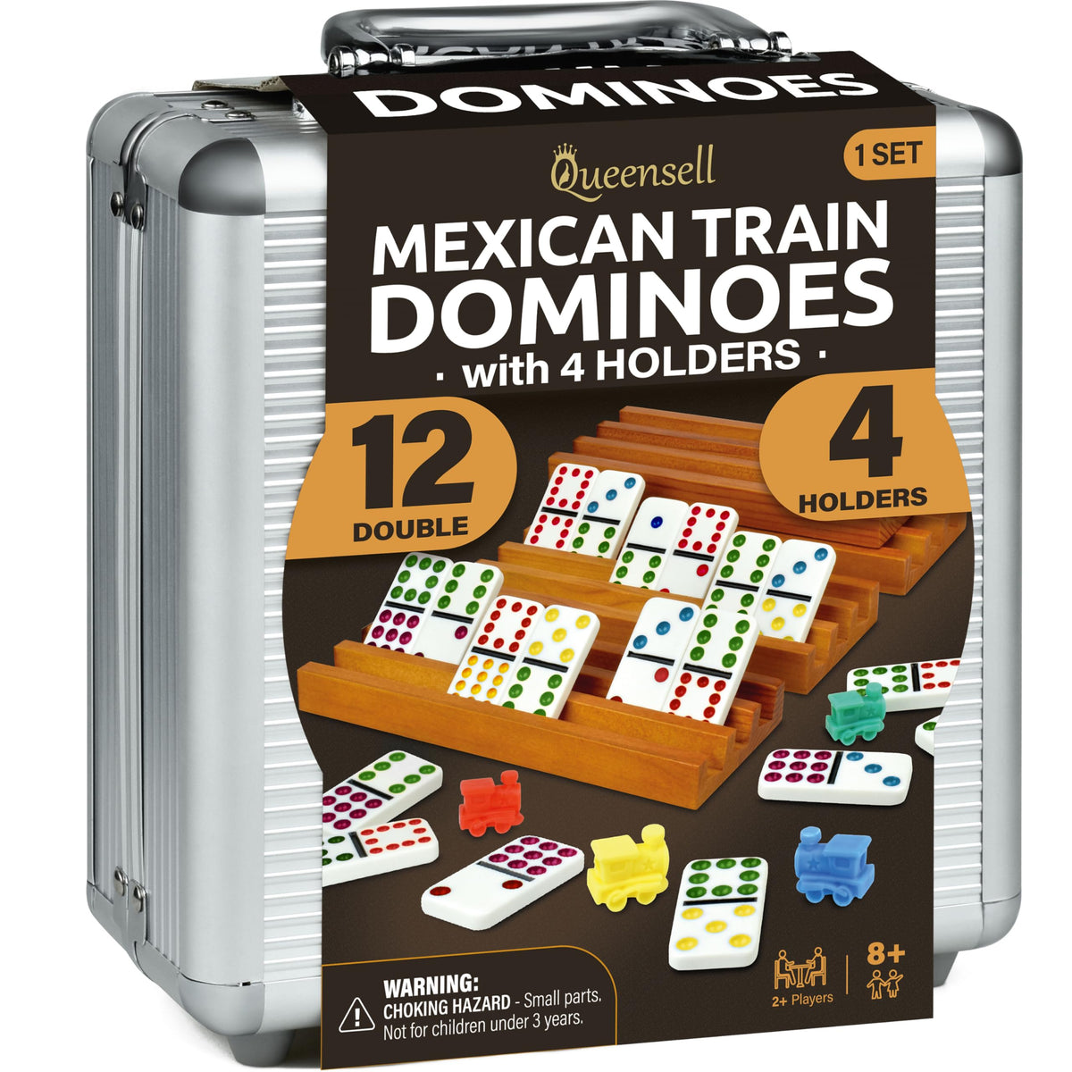 Queensell Mexican Train dominoes tiles—colorful and easy to read for family play.