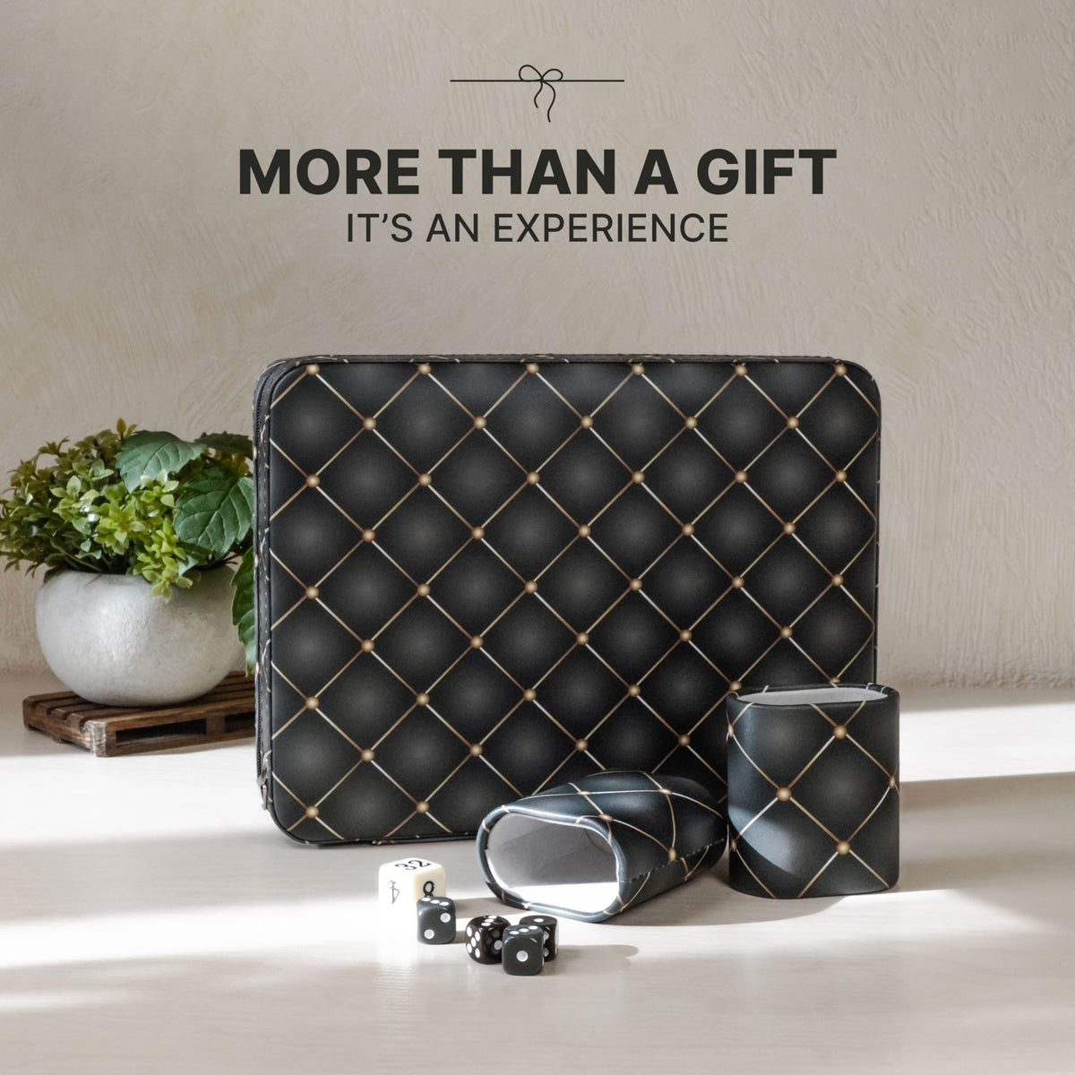 Queensell PU leather case protects the set on the go.