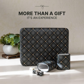 Queensell PU leather case protects the set on the go.